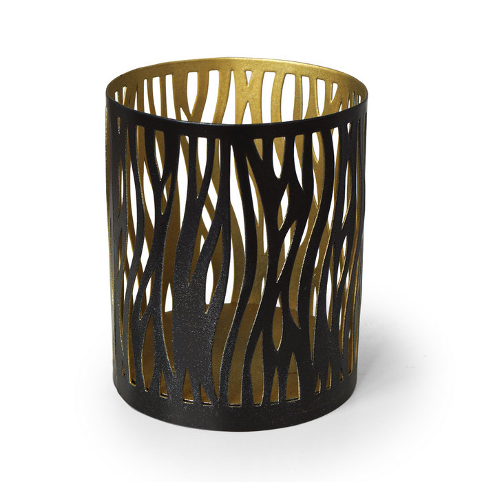 подсвечник "цилиндр № 5" цвет черный с золотом