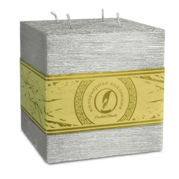 свеча куб 125 4 фитиля серебро