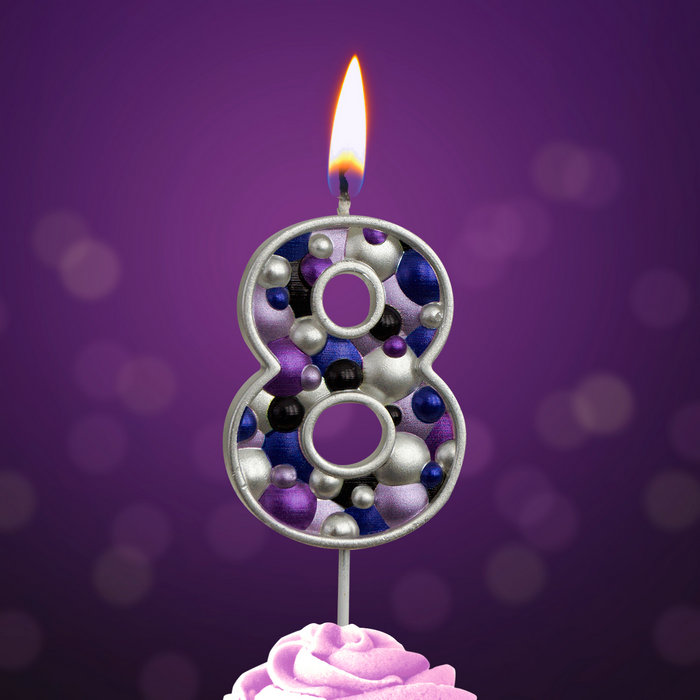 свеча тортовая "пузырьки" мал 8 серебро