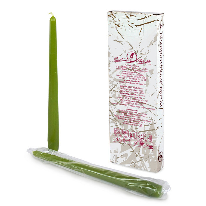 свеча античная 4 шт оливковая