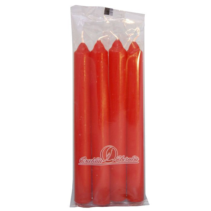 свеча столовая 40 гр красная 4 шт