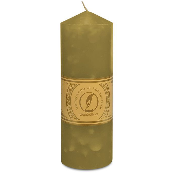 свеча цилиндр с конусом d70h200 оливковый