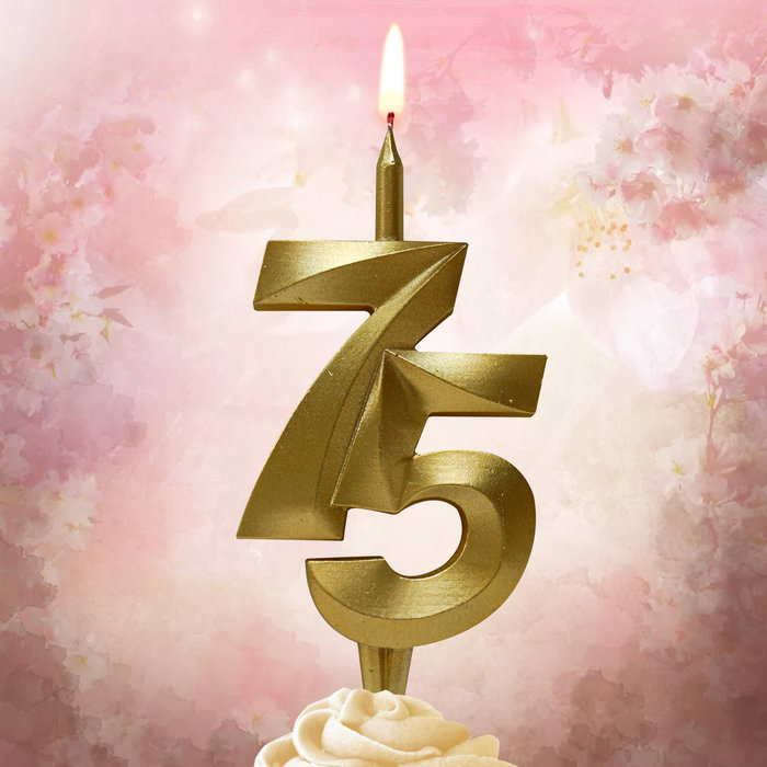 свеча тортовая витая юбилейная 75 "золотая"