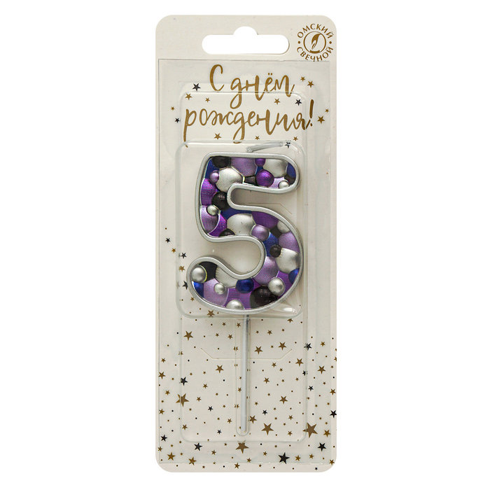 свеча тортовая "пузырьки" мал 5 серебро