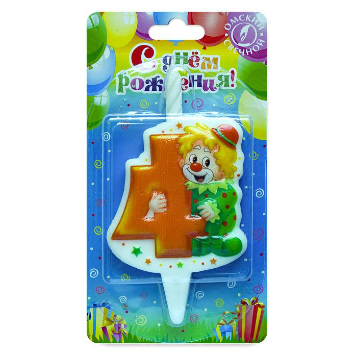 свеча тортовая 4 "клоун"