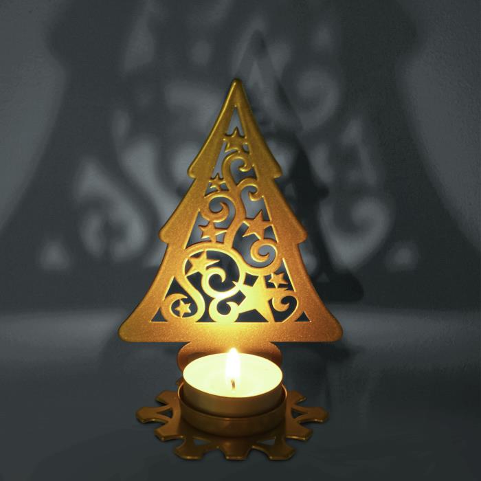 подсвечник "елка со звездами" цвет золото