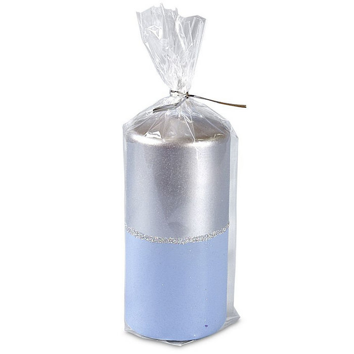 свеча пенек 60х125 серебристо-голубая