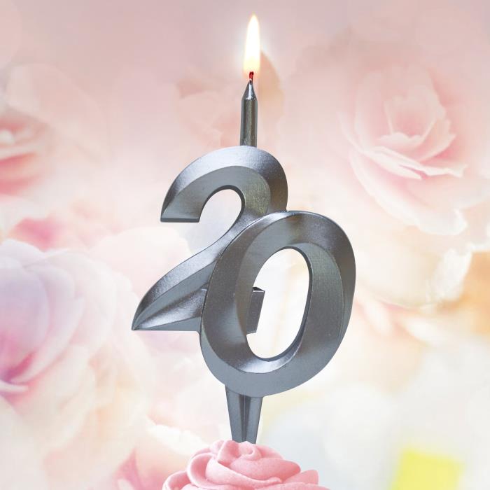 свеча тортовая витая юбилейная 20 "серебро"