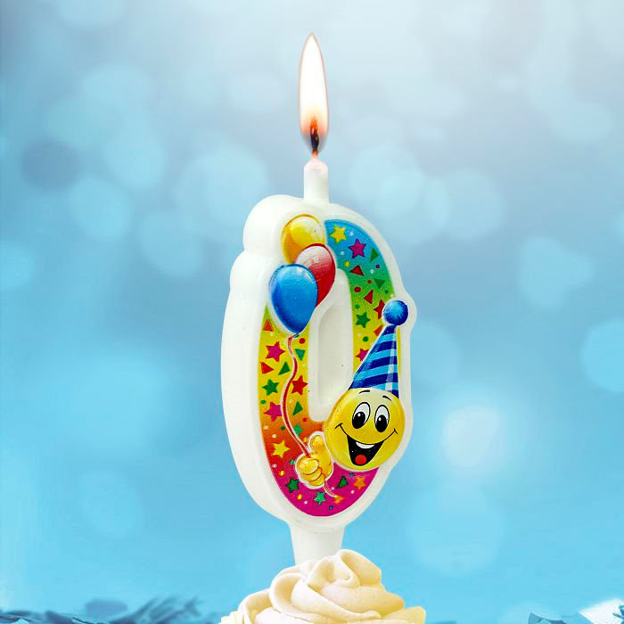 свеча тортовая "Смайлик с шарами" 0