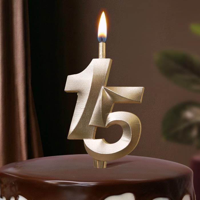 свеча тортовая витая юбилейная 15 "шампань"