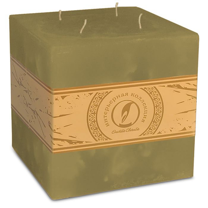 свеча куб 125 4 фитиля оливковый