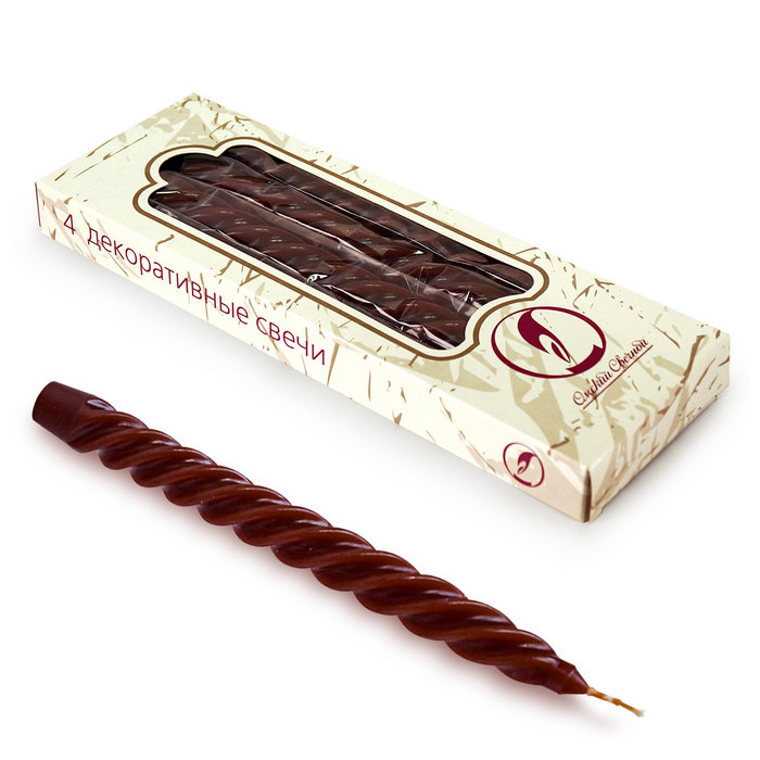 свеча витая 4 шт коричневая