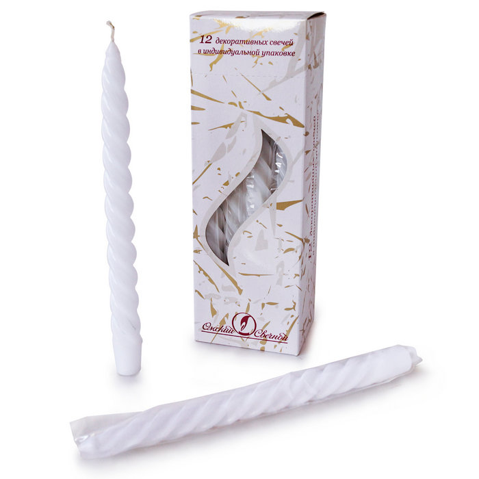 свеча витая 12 шт белая