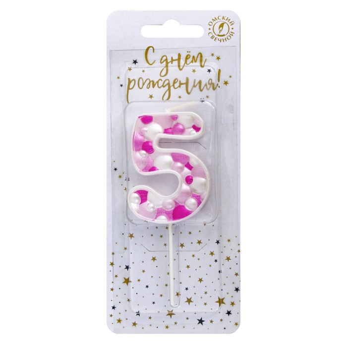 свеча тортовая "пузырьки" мал 5 розовая