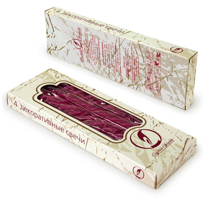 свеча витая 4 шт малиновая