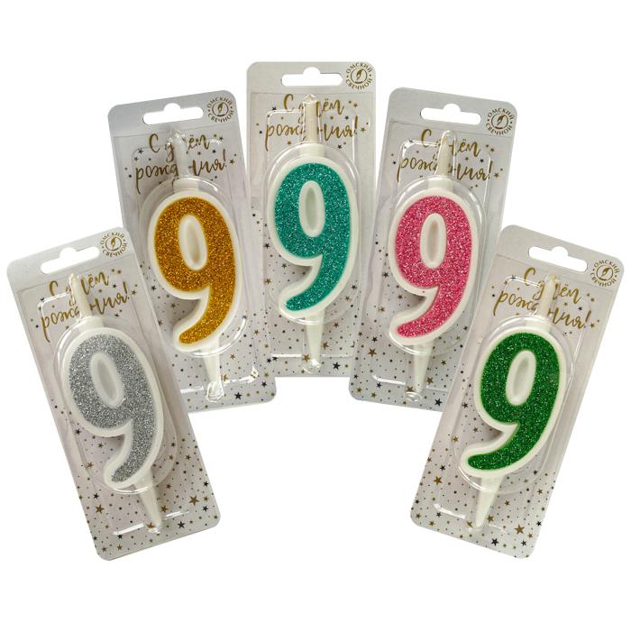 свеча тортовая 9 "суперблеск" микс