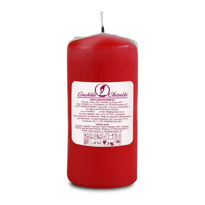 свеча пеньковая 60х125 красная