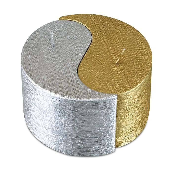 свеча двудольная призма Инь-Янь d125h75 золото/серебро