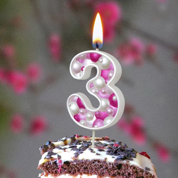 свеча тортовая "пузырьки" мал 3 розовая