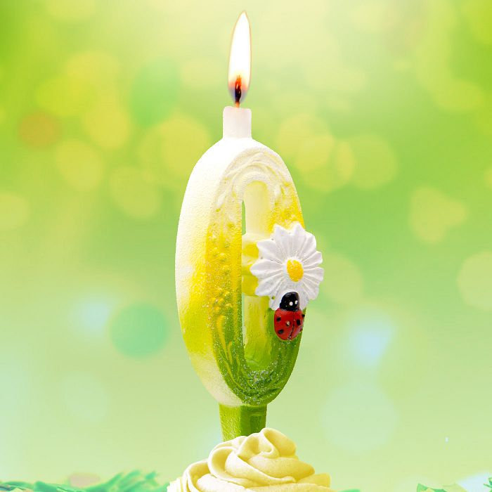 свеча тортовые цифры с ромашками 0