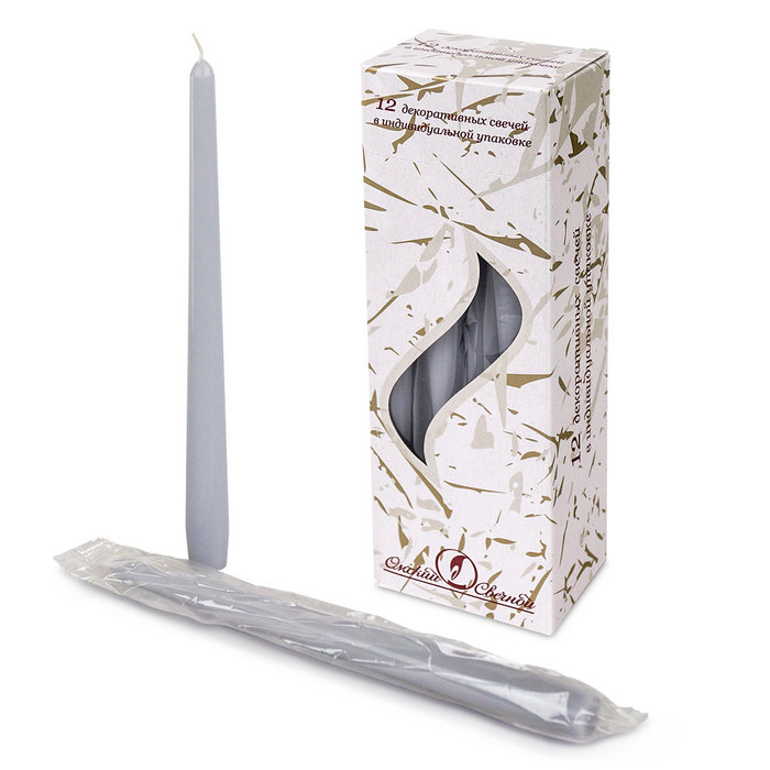 свеча античная 12 шт серая