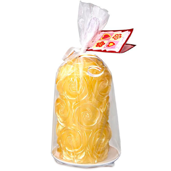 свеча пенек "В розах" золотой