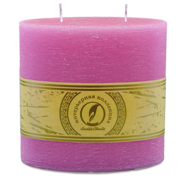 свеча овальная призма 150х75х150 2 фитиля розовый