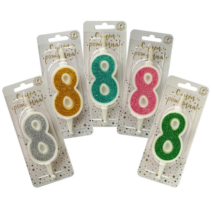 свеча тортовая 8 "суперблеск" микс