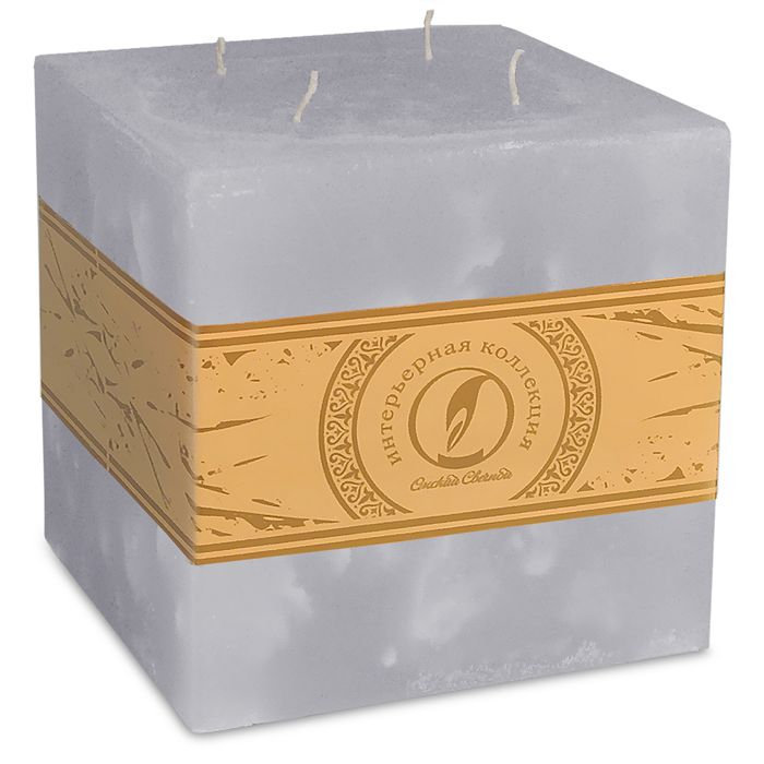 свеча куб 125 4 фитиля дымчато-голубой