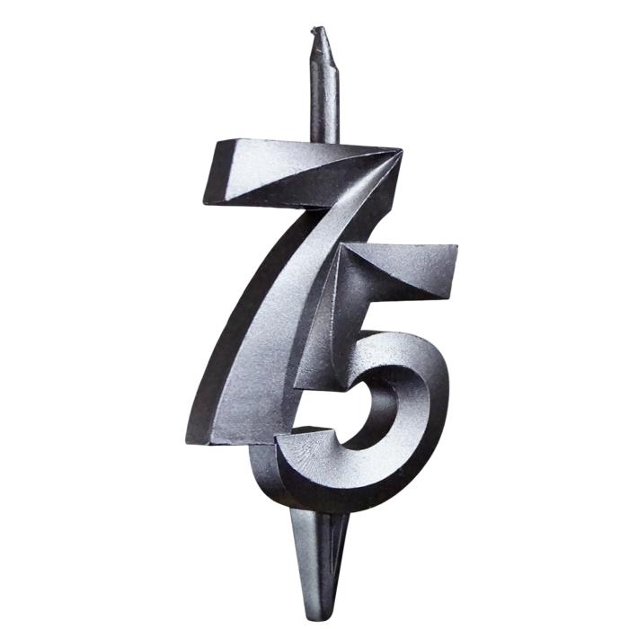 свеча тортовая витая юбилейная 75 "мокрый асфальт"