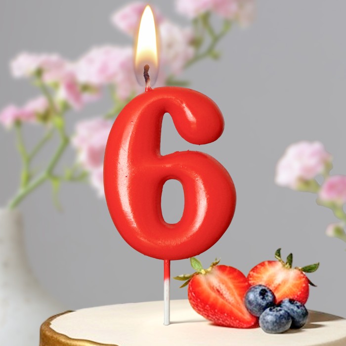 свеча тортовая на шпажке красная 6