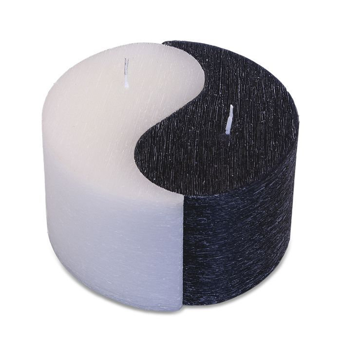 свеча двудольная призма Инь-Янь d125h75 черный/белый