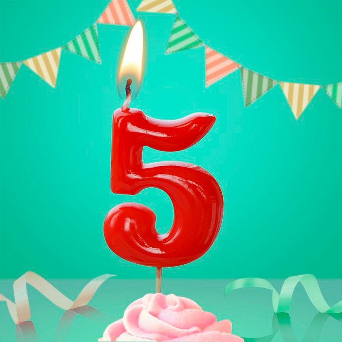 свеча тортовая на шпажке красная 5