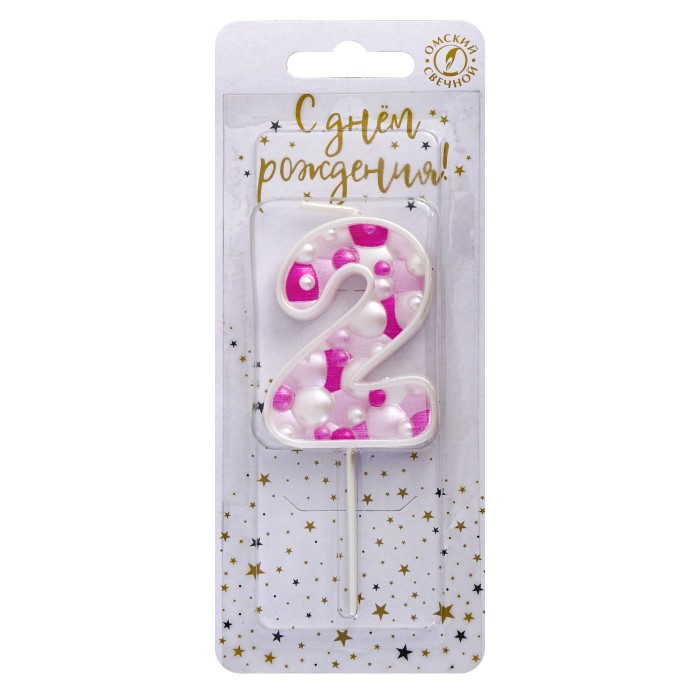 свеча тортовая "пузырьки" мал 2 розовая