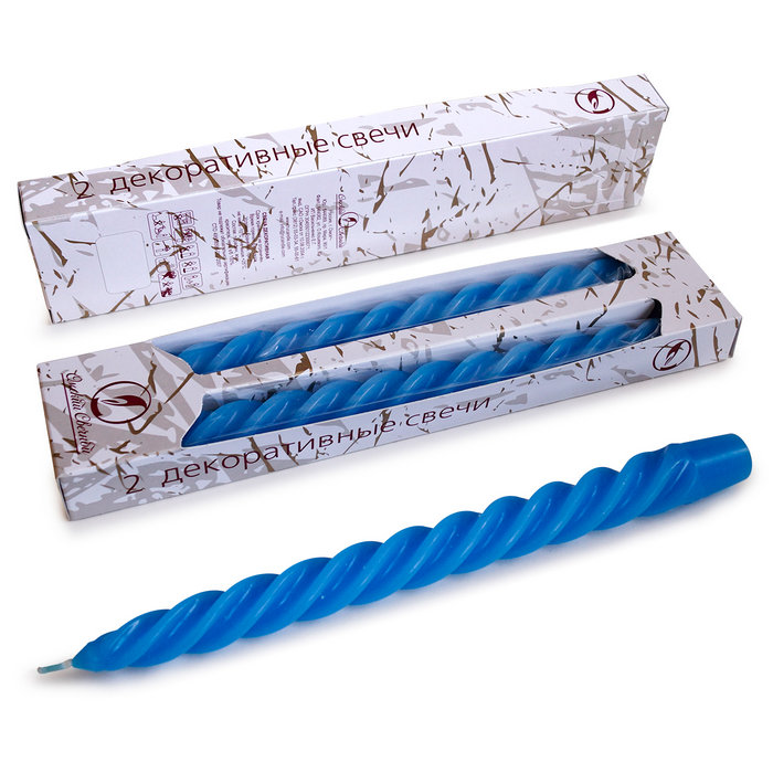 свеча витая 2 шт синяя