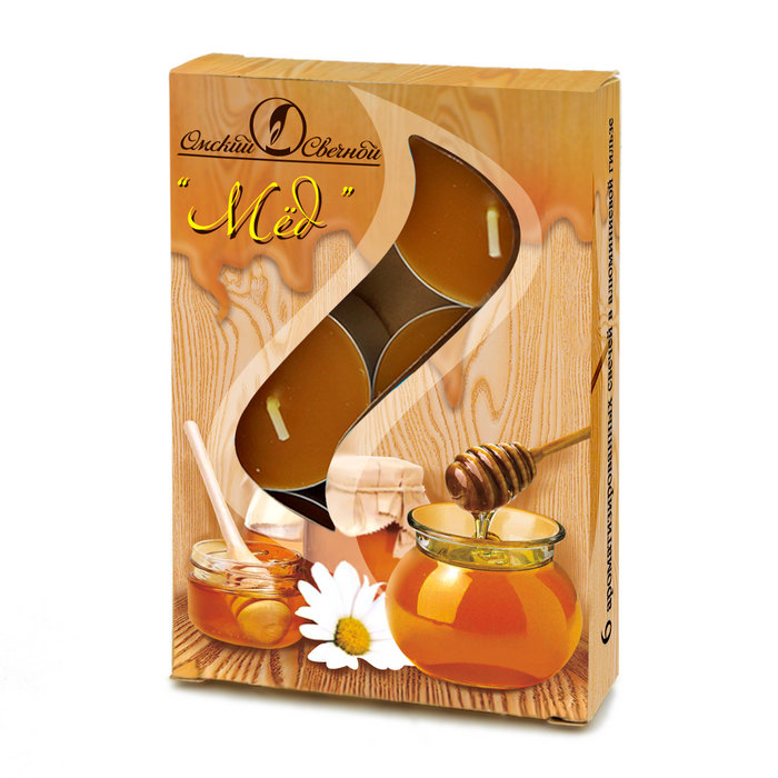 свеча свеча в алюминиевой гильзе  (12 гр ароматизированная 6 шт/уп "мед")