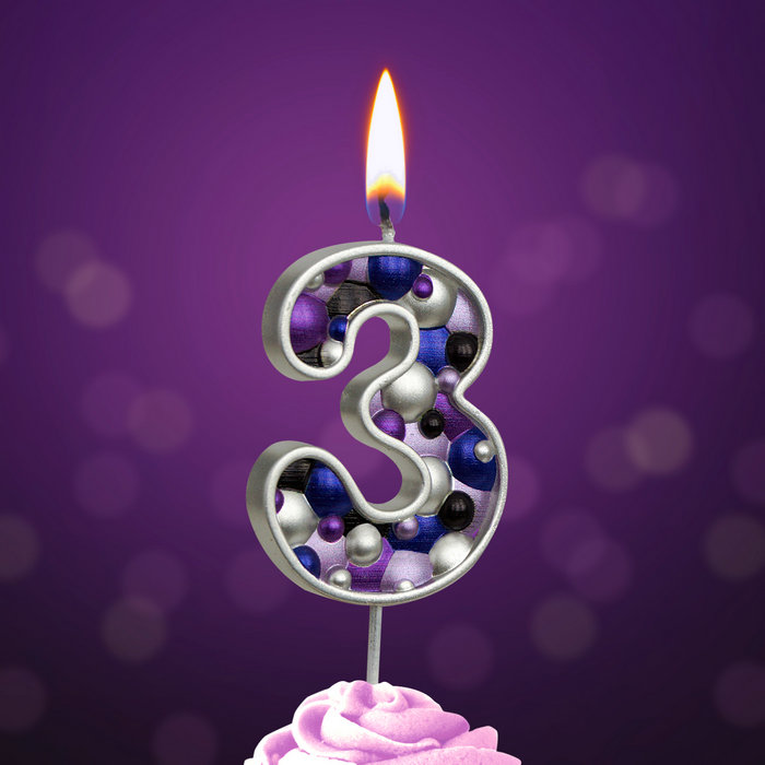 свеча тортовая "пузырьки" мал 3 серебро