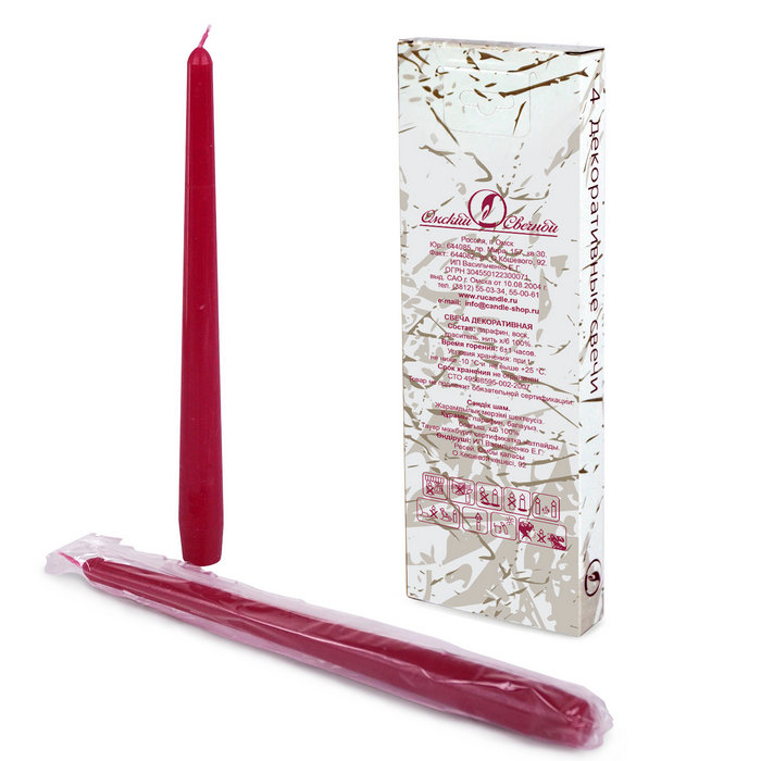 свеча античная 4 шт малиновая