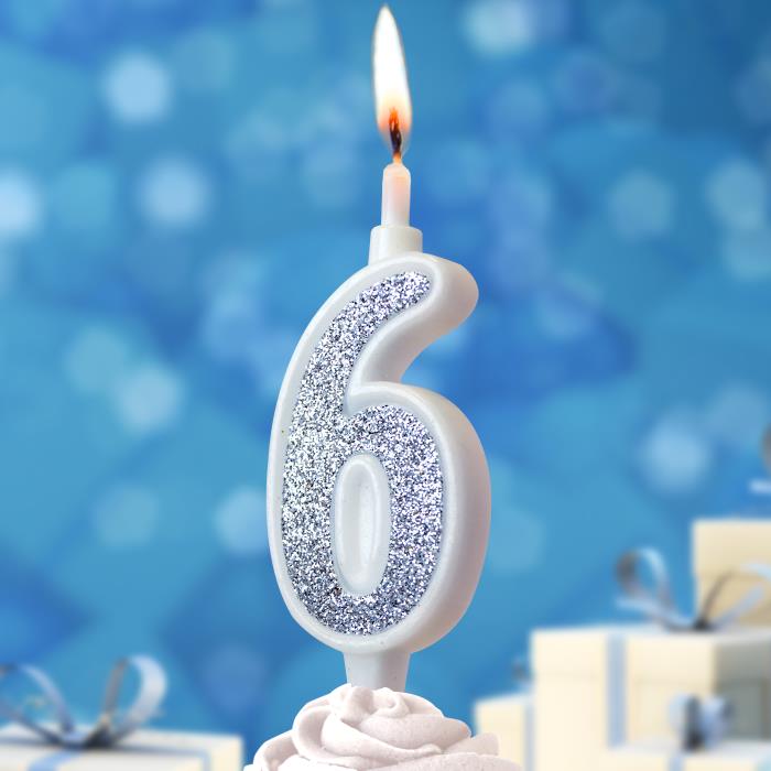 свеча тортовая 6 "суперблеск" серебро