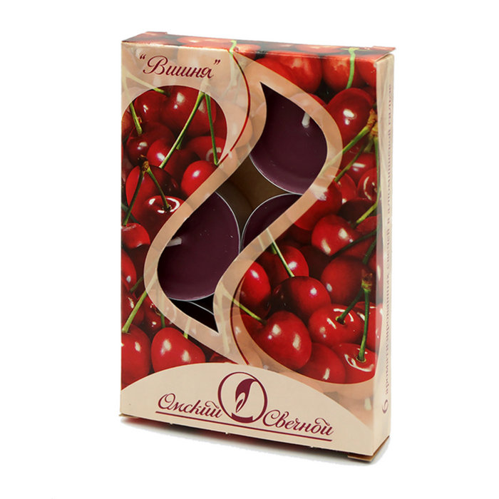 свеча свеча в алюминиевой гильзе  (12 гр ароматизированная 6 шт/уп вишня)