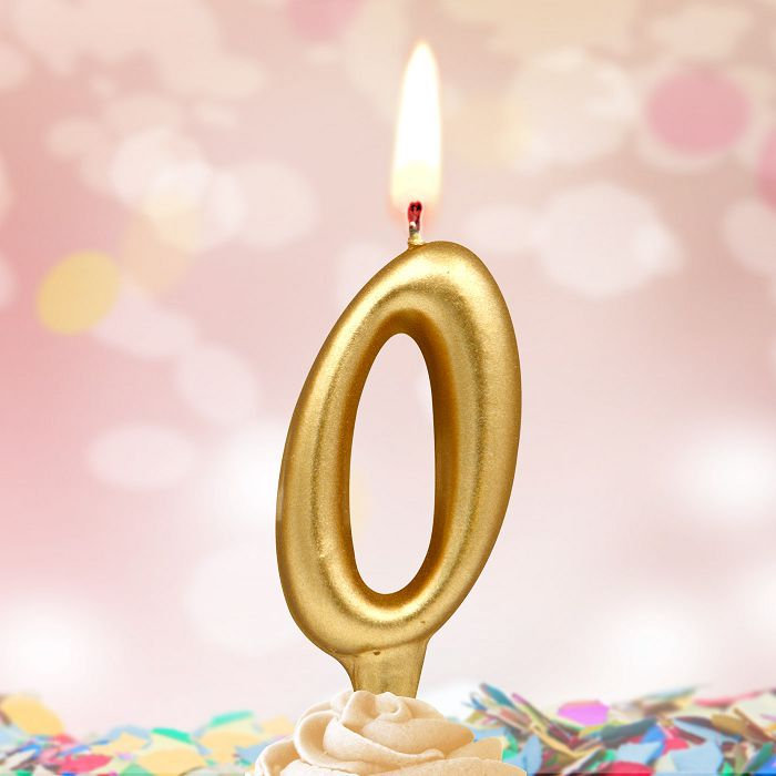 свечи тортовые цифры "золотые" 0