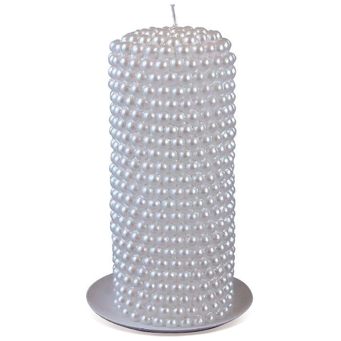 свеча пенек жемчужный белый