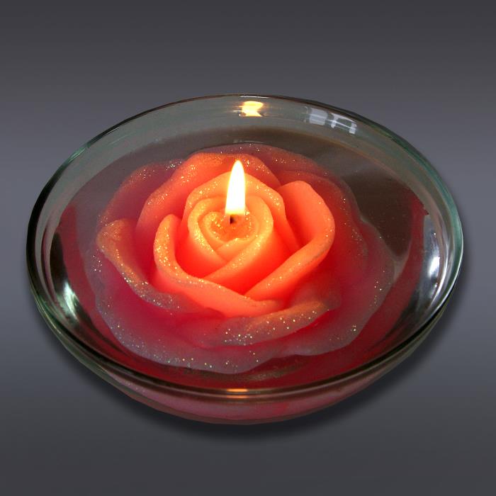 свеча роза розовая плавающая