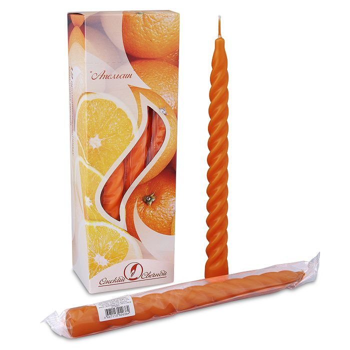 свеча ароматизированная витая 12 шт "апельсин"