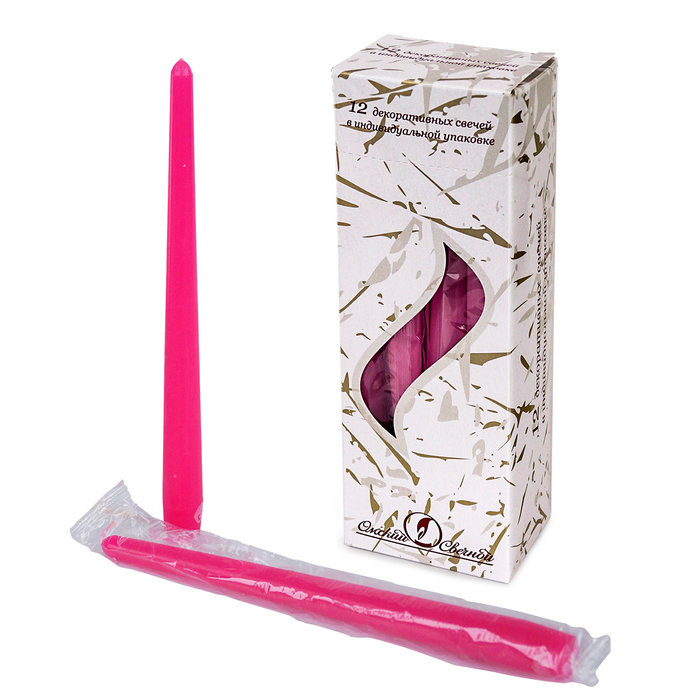 свеча античная 12 шт темно-розовая