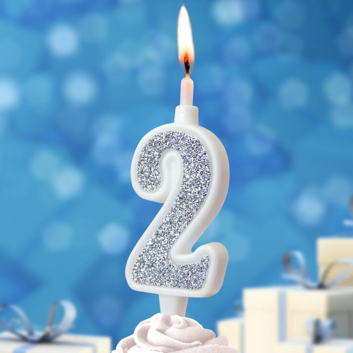 свеча тортовая 2 "суперблеск" серебро