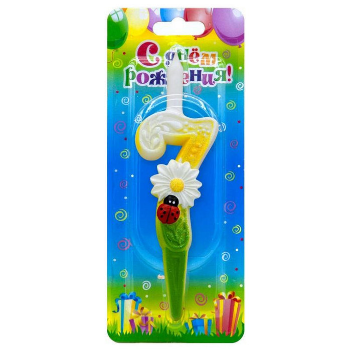 свеча тортовые цифры с ромашками 7