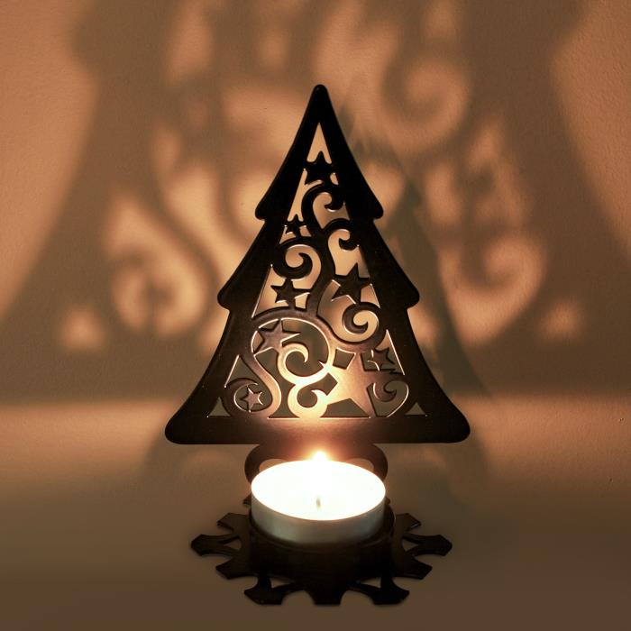 подсвечник "елка со звездами" черный