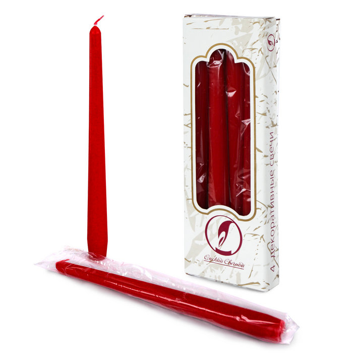 свеча античная 4 шт красная
