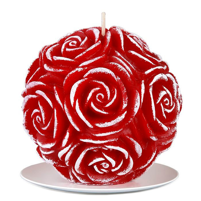 свеча шар в розах бордо